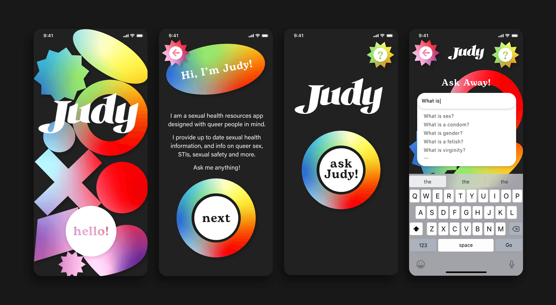 Screens For The Queer Resource App 